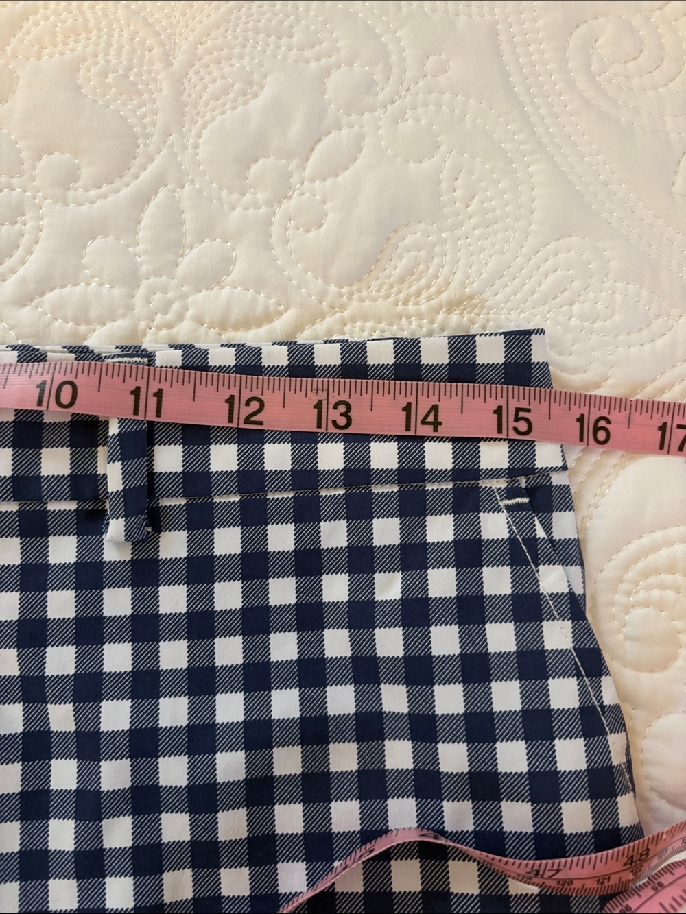 Southern Tide Navy and White Gingham Women's Shorts - Picture 5 of 6